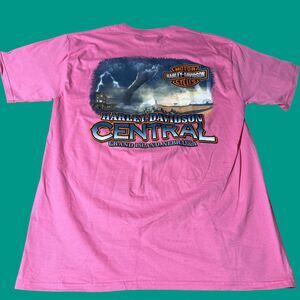 Harley Davidson Mens Medium Pink Short Sleeve Grand Island Nebraska Tornado